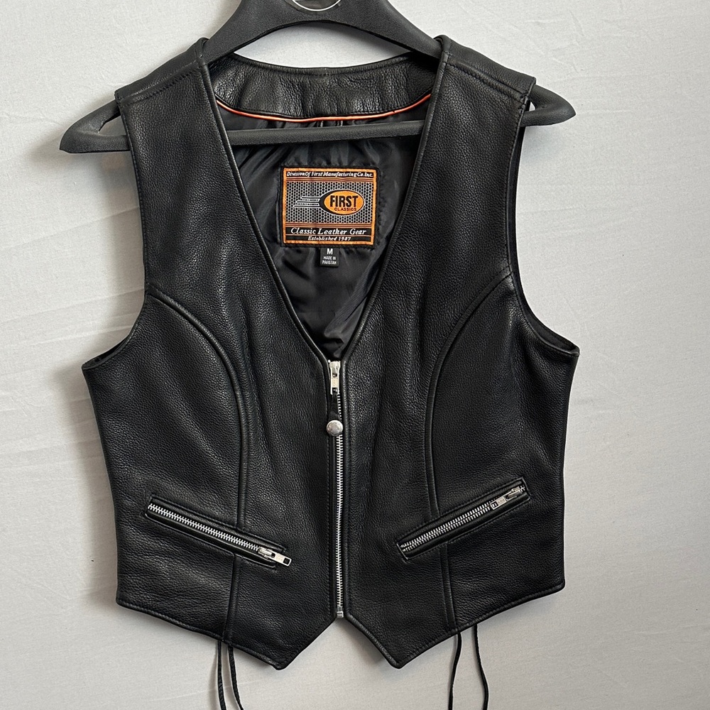 First Classics Women's Black Leather Vest
